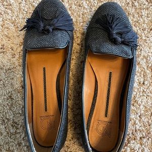 Black and gray Chevron tassel shoes